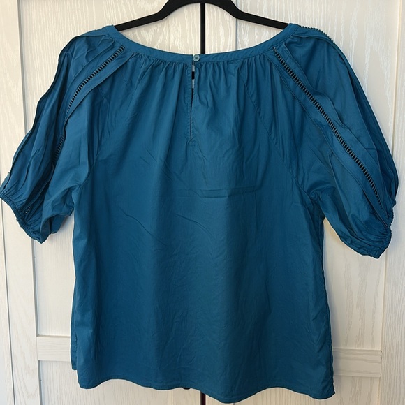 Loft Cutout Raglan Sleeve Teal Blouse Size Medium - Picture 3 of 7